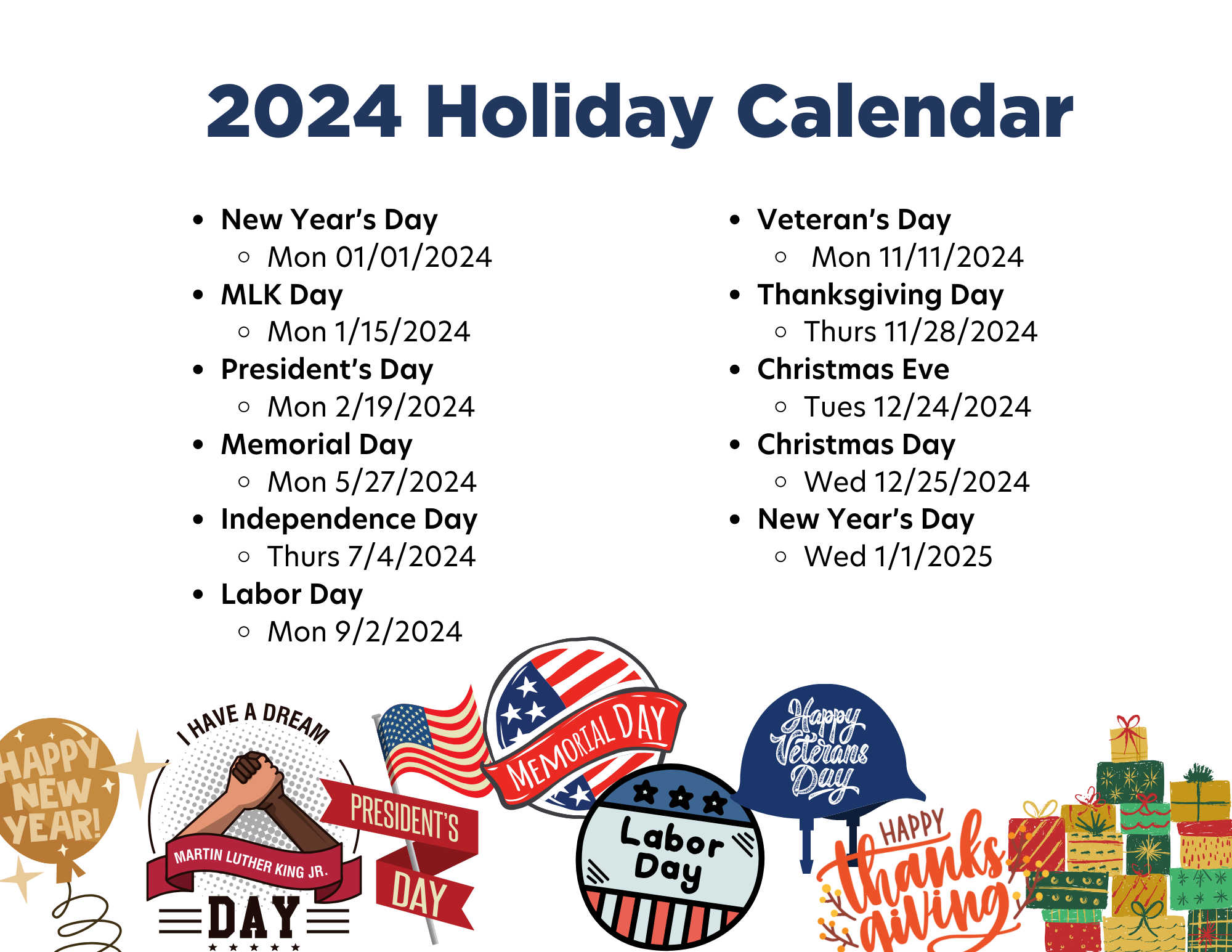 2024 Holiday Calendar 